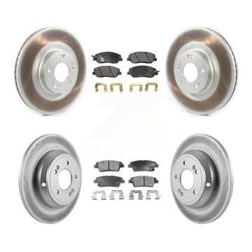 Front Rear Coated Disc Brake Rotors & Semi-Metallic Pad Kit For 2012 Hyundai Genesis 3.8L KGF-101985