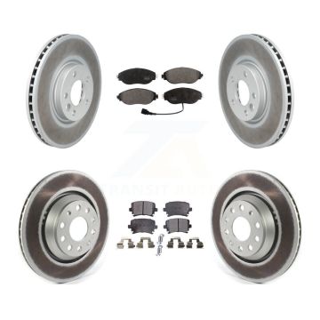 Front Rear Coated Disc Brake Rotors And Semi-Metallic Pads Kit For Volkswagen CC AWD KGF-101992