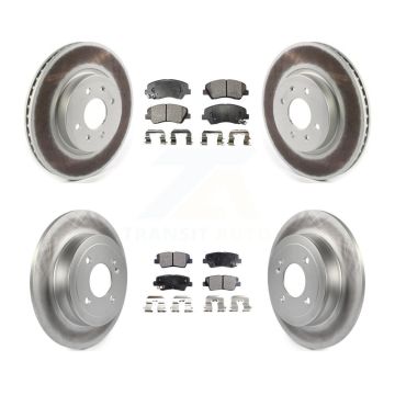 Front Rear Coated Disc Brake Rotors And Semi-Metallic Pads Kit For Kia Rio KGF-101993