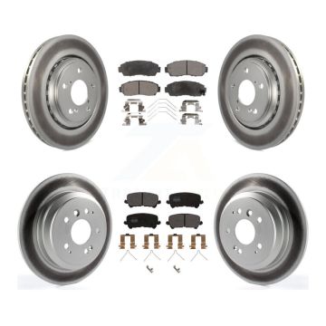 Front Rear Coated Disc Brake Rotor And Semi-Metallic Pad Kit For 2019-2024 Honda Passport KGF-101996