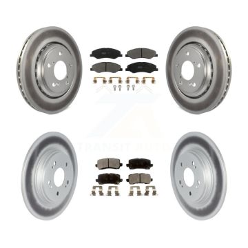 Front Rear Coated Disc Brake Rotors And Semi-Metallic Pad Kit For 2018-2023 Honda Odyssey KGF-101998