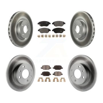 Front Rear Coated Disc Brake Rotors And Semi-Metallic Pads Kit For Fiat 500 KGF-101999