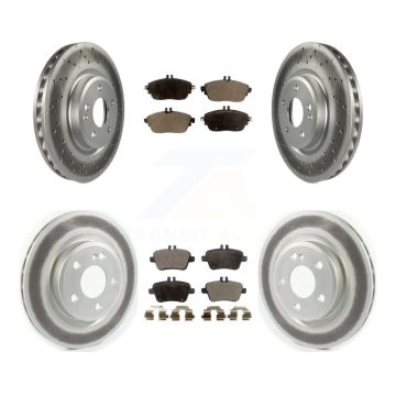 Front Rear Coated Disc Brake Rotors And Semi-Metallic Pads Kit For Mercedes-Benz CLA250 KGF-102001