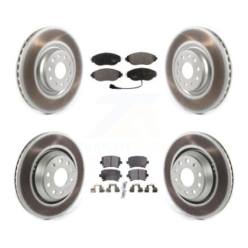 Front Rear Coated Disc Brake Rotors And Semi-Metallic Pads Kit For Volkswagen GTI KGF-102002