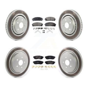 Front Rear Coated Brake Rotor Semi-Metallic Pad Kit For Lexus RX350 RX450h RX350L RX450hL KGF-102014