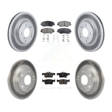 Front Rear Coated Disc Brake Rotors And Semi-Metallic Pads Kit For Honda Civic KGF-102015
