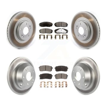 Front Rear Coated Disc Brake Rotors And Semi-Metallic Pads Kit For 2015-2021 Kia Sedona KGF-102019