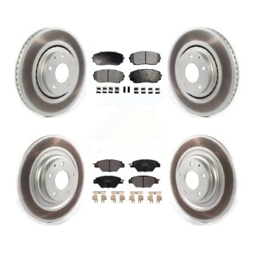 Front Rear Coated Disc Brake Rotors And Semi-Metallic Pads Kit For 2016-2023 Mazda CX-9 KGF-102024