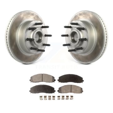 Front Coated Disc Brake Rotor Hub & Semi-Metallic Pad Kit For Ford F-350 Super Duty F-250 KGF-102084