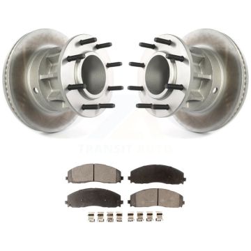 Front Coat Disc Brake Rotor Hub Semi-Metallic Pad Kit For Ford F-350 Super Duty F-250 RWD KGF-102085