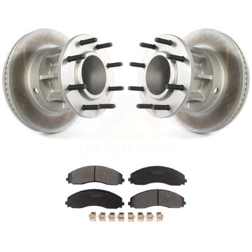 Front Coated Disc Brake Rotor Semi-Metallic Pad Kit For Ford F-450 Super Duty F-550 4 X 2 KGF-102086