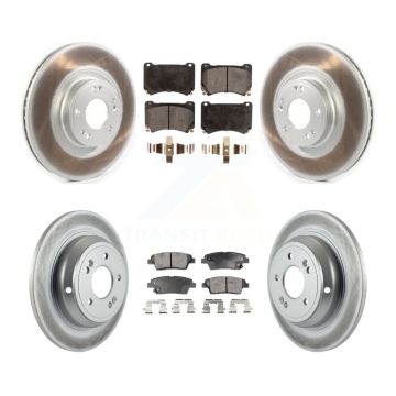 Front Rear Coated Disc Brake Rotors And Semi-Metallic Pads Kit For Hyundai Genesis KGF-102107