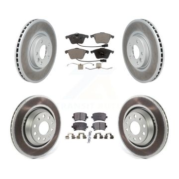 Front Rear Coated Disc Brake Rotors And Semi-Metallic Pads Kit For Volkswagen CC KGF-102111