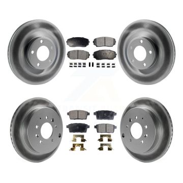 Front Rear Coated Disc Brake Rotors And Semi-Metallic Pads Kit For Ford Edge Lincoln MKX KGF-102123