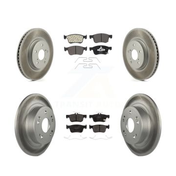 Front Rear Coated Disc Brake Rotors And Semi-Metallic Pads Kit For Honda Accord KGF-102128