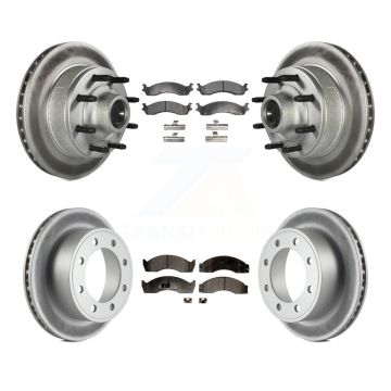 Front Rear Coated Disc Brake Rotors & Semi-Metallic Pad Kit For Ford Econoline Super Duty KGF-102159
