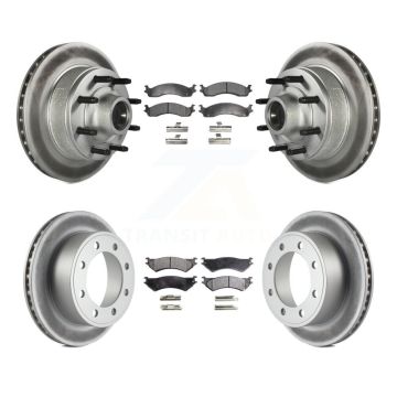 Front Rear Coated Brake Rotors Semi-Metallic Pad Kit For Ford E-350 Super Duty E-250 Club KGF-102160