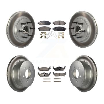 Front Rear Coat Disc Brake Rotor Semi-Metallic Pad Kit For Ford F-150 Lincoln Mark LT RWD KGF-102166