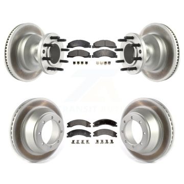 Front Rear Coated Disc Brake Rotors And Semi-Metallic Pads Kit For Ford E-450 Super Duty KGF-102168