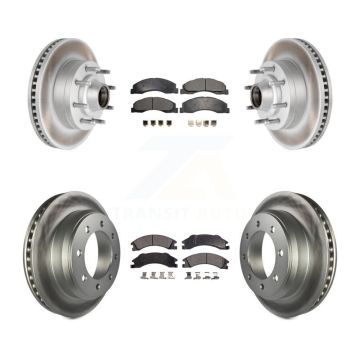 Front Rear Coated Brake Rotor Semi-Metallic Pad Kit For Ford E-350 Super Duty E-250 E-150 KGF-102169