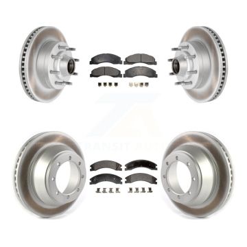 Front Rear Coated Disc Brake Rotors And Semi-Metallic Pads Kit For Ford E-450 Super Duty KGF-102171