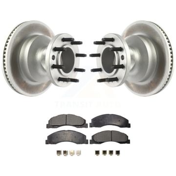 Front Coated Brake Rotors Semi-Metallic Pad Kit For Ford E-350 Super Duty E-450 Econoline KGF-102195