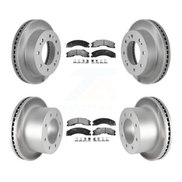 Front Rear Coated Disc Brake Rotor Semi-Metallic Pad Kit For GMC Sierra 3500 HD Chevrolet KGF-102197