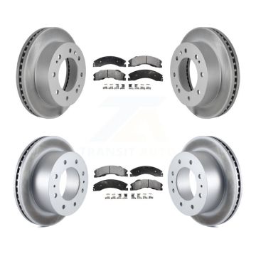 Front Rear Coated Brake Rotor Semi-Metallic Pad Kit For GMC Chevrolet Sierra 2500 HD 3500 KGF-102198