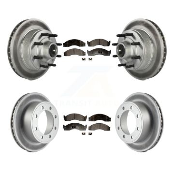 Front Rear Coated Brake Rotor & Semi-Metallic Pad Kit For Ford E-450 Econoline Super Duty KGF-102211