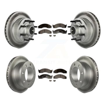 Front Rear Coated Brake Rotor & Semi-Metallic Pad Kit For Ford E-450 Econoline Super Duty KGF-102212