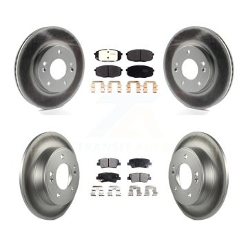 Front Rear Coated Disc Brake Rotors And Semi-Metallic Pads Kit For 2014-2016 Kia Soul KGF-102257