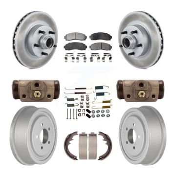 Front Rear Coated Brake Rotors Semi-Metallic Pad Drum Kit (9Pc) For 06-09 Ford Ranger RWD KGF-102299