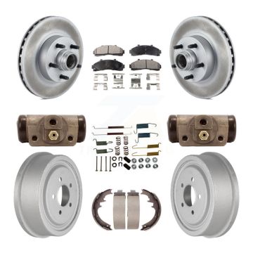 Front Rear Coated Disc Brake Rotors Semi-Metallic Pads And Drum Kit (9Pc) For Ford Ranger KGF-102300
