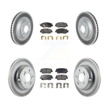 Front Rear Coated Disc Brake Rotors And Semi-Metallic Pads Kit For Hyundai Genesis 3.8L KGF-102315