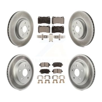 Front Rear Coated Disc Brake Rotors And Semi-Metallic Pads Kit For Cadillac XTS KGF-102327