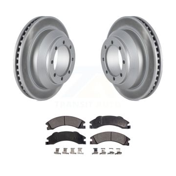 Rear Coated Disc Brake Rotors & Semi-Metallic Pad Kit For Ford E-350 Super Duty Econoline KGF-102337