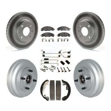 Front Rear Coated Brake Rotor Semi-Metallic Pad & Drum Kit (7Pc) For 2009-2011 Ford Focus KGF-102338