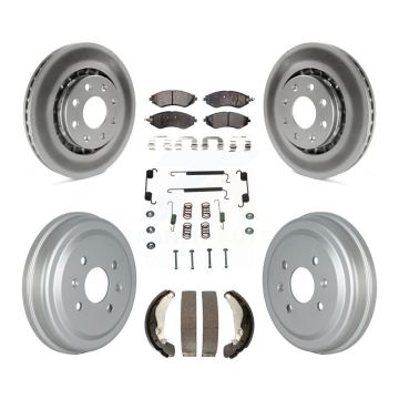 Front Rear Coated Brake Rotor Semi-Metallic Pad Drum Kit (7Pc) For Chevrolet Aveo Pontiac KGF-102340
