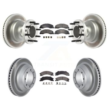 Front Rear Coated Brake Rotor & Semi-Metallic Pad Kit For Ford E-350 Super Duty Econoline KGF-102342