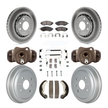 Front Rear Coated Brake Rotor Semi-Metallic Pad Drum Kit (9Pc) For Chevrolet Aveo Pontiac KGF-102344