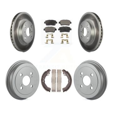 Front Rear Coated Disc Brake Rotor Semi-Metallic Pad & Drum Kit For 2001-2005 Toyota Echo KGF-102349