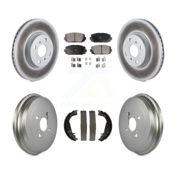 Front Rear Coat Disc Brake Rotor Semi-Metallic Pad Drum Kit For 2012-2013 Toyota Yaris SE KGF-102356