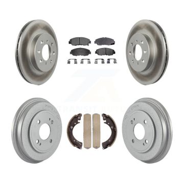 Front Rear Coated Disc Brake Rotors Semi-Metallic Pads And Drum Kit For Honda Civic KGF-102366