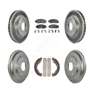 Front Rear Coated Disc Brake Rotors Semi-Metallic Pads And Drum Kit For Honda Civic KGF-102368