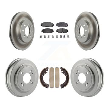 Front Rear Coated Disc Brake Rotors Semi-Metallic Pad & Drum Kit For Honda Civic Acura EL KGF-102369