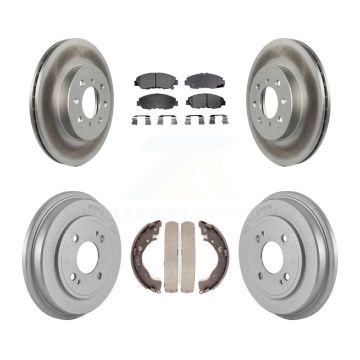 Front Rear Coated Disc Brake Rotors Semi-Metallic Pads And Drum Kit For Honda Insight KGF-102371