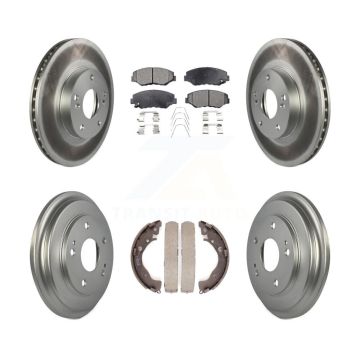 Front Rear Coated Disc Brake Rotors Semi-Metallic Pads And Drum Kit For Honda Civic KGF-102378