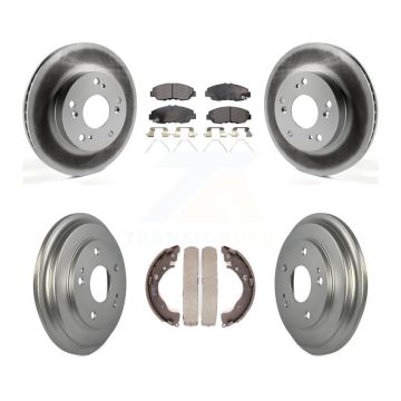 Front Rear Coated Disc Brake Rotors Semi-Metallic Pads And Drum Kit For Honda Civic KGF-102379