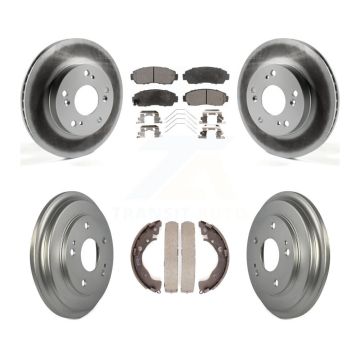Front Rear Coated Disc Brake Rotors Semi-Metallic Pads And Drum Kit For Honda Civic KGF-102380