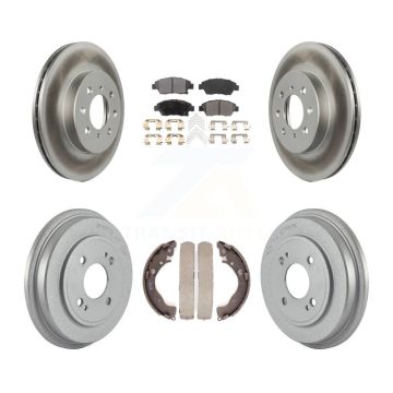 Front Rear Coated Disc Brake Rotors Semi-Metallic Pads And Drum Kit For Honda Fit KGF-102397